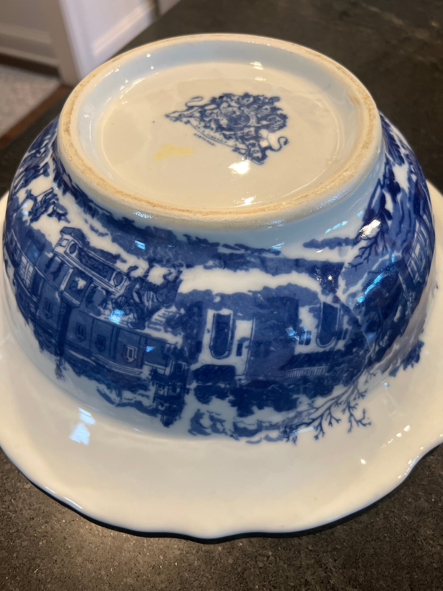 Vintage Blue Flow Victoria Ironstone Bowl