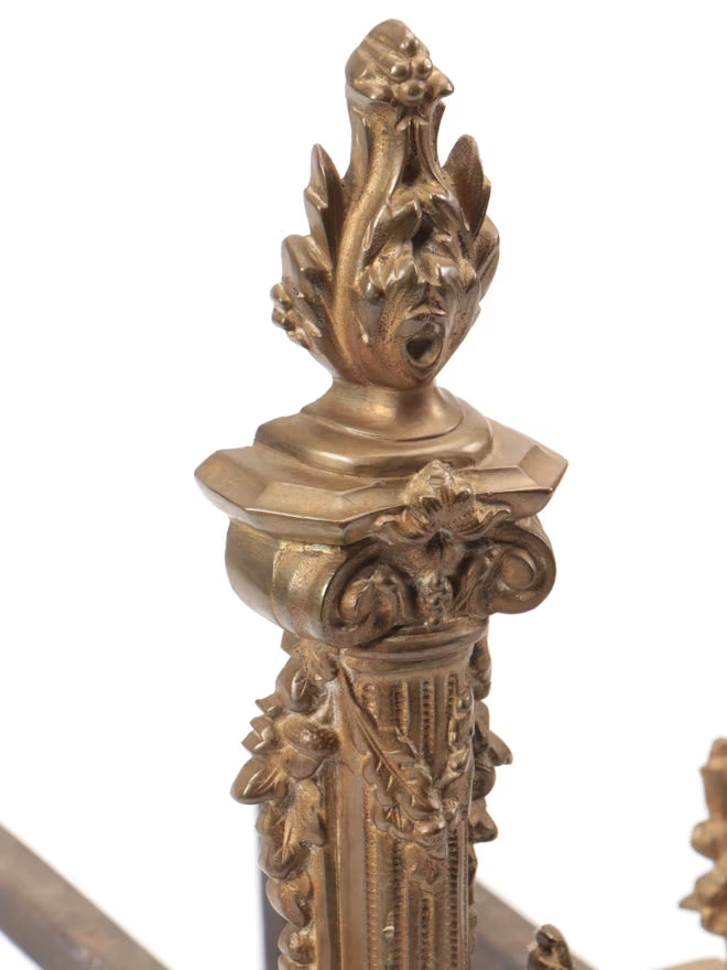 Rococo Style Gilt Metal Andirons