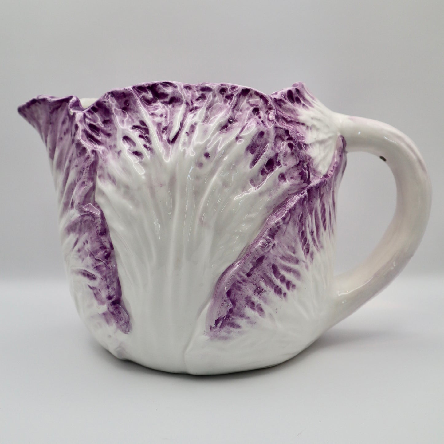 Vintage Ceramic Purple Cabbage Leaf Pitcher 1 1/4 QT
