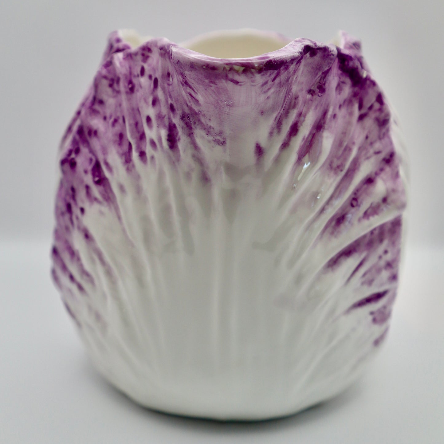 Vintage Ceramic Purple Cabbage Leaf Pitcher 1 1/4 QT