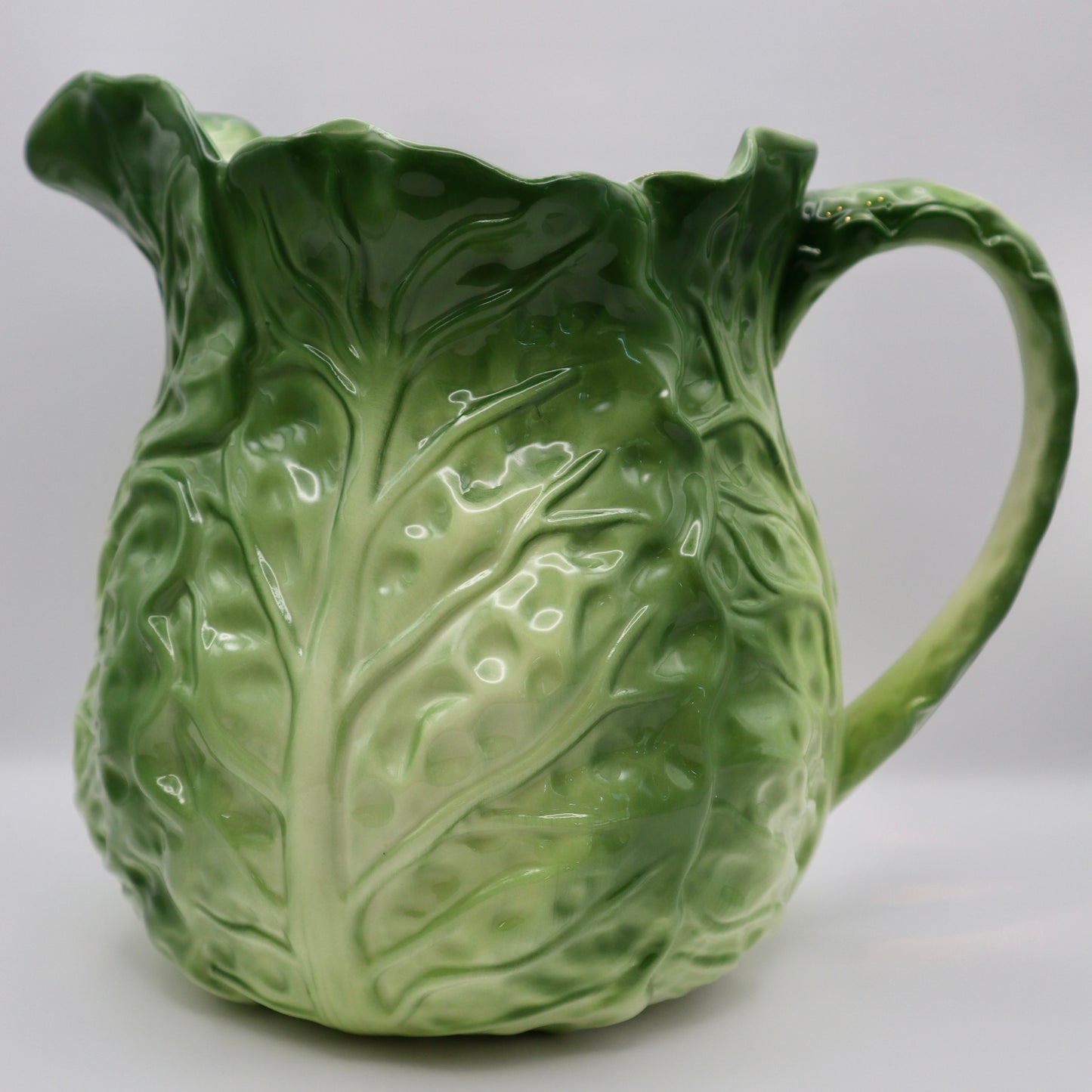 Vintage Paris Royal Green Cabbage Leaf Pitcher