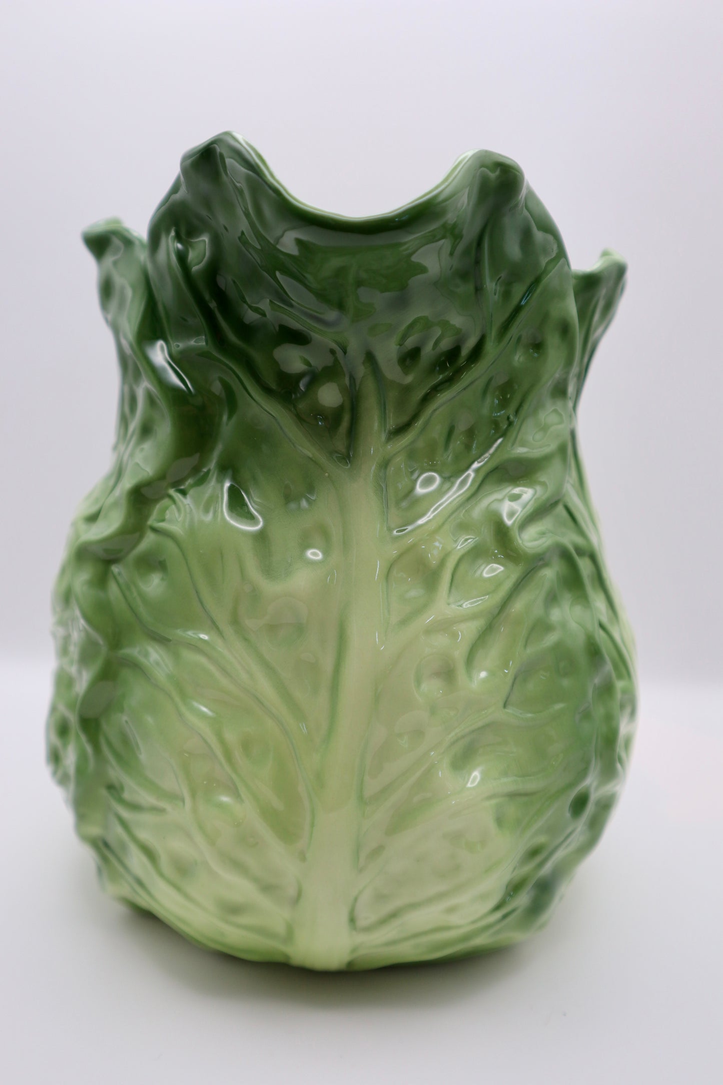 Vintage Paris Royal Green Cabbage Leaf Pitcher