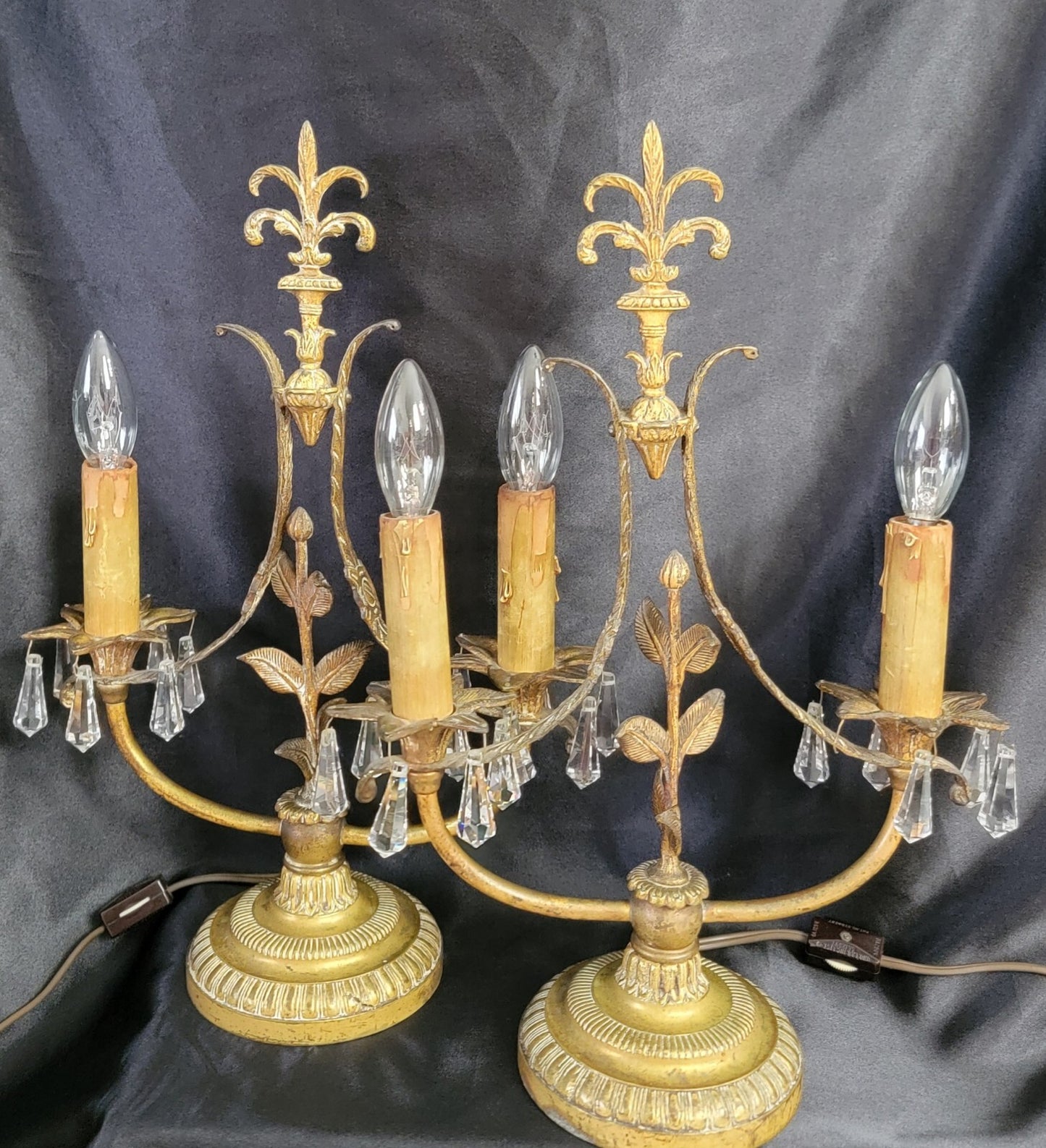 Vintage French Candelabra Lamp Pair