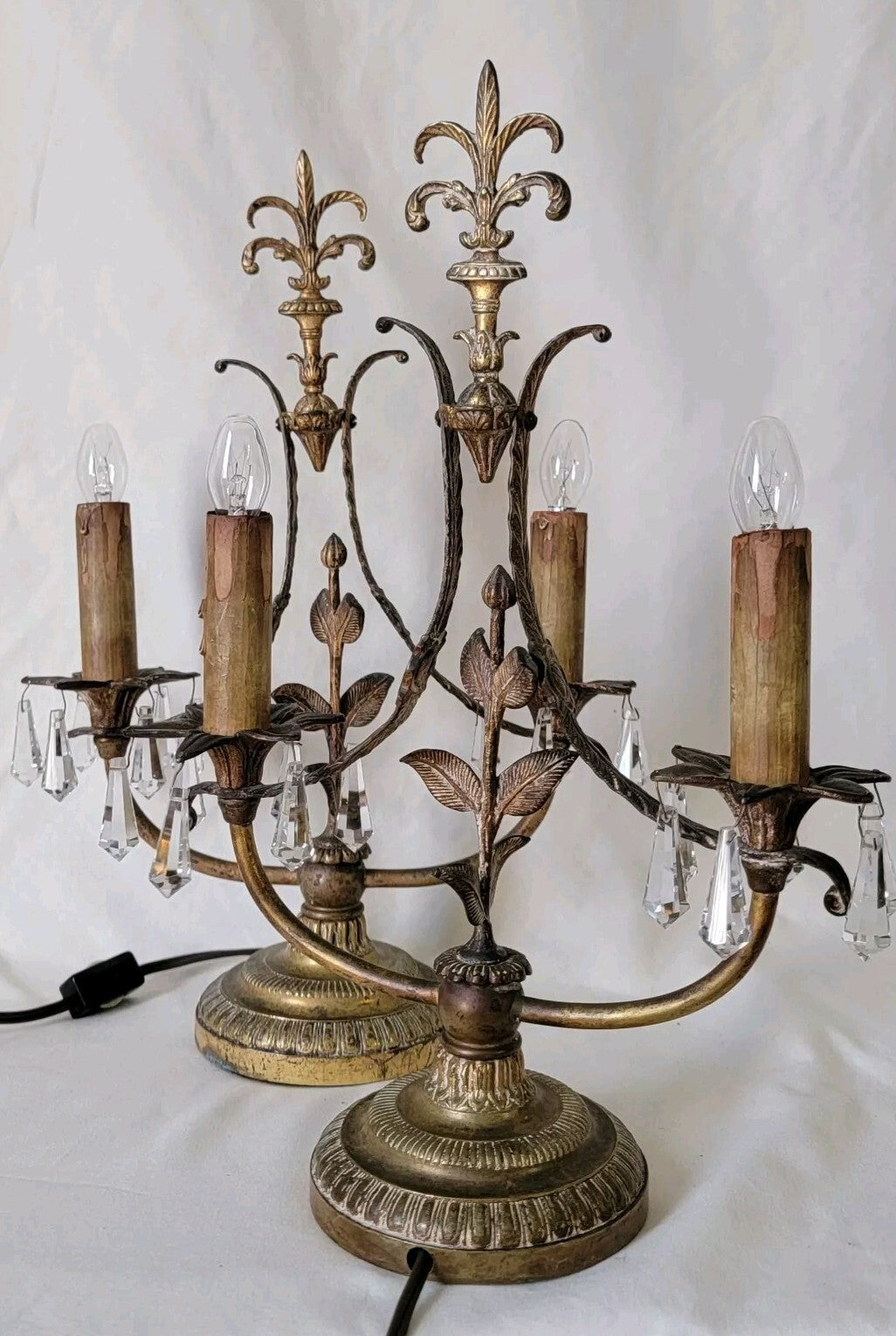 Vintage French Candelabra Lamp Pair