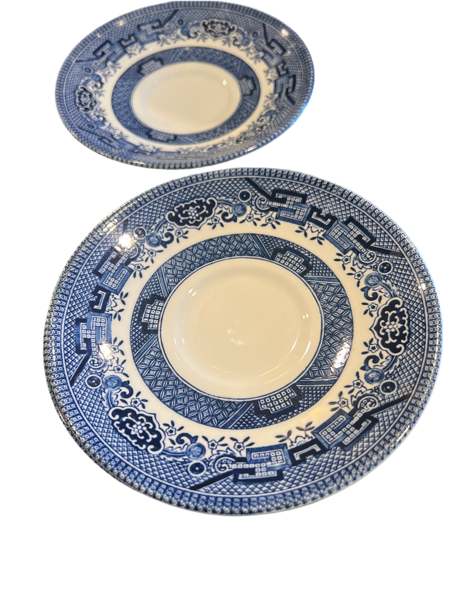 Set of (4) Blue Willow Mugs with Saucers