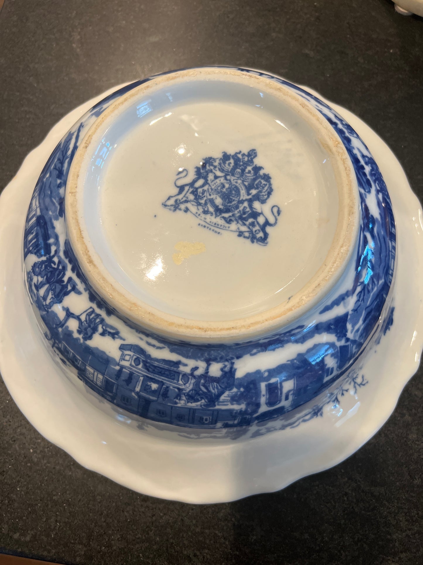 Vintage Blue Flow Victoria Ironstone Bowl