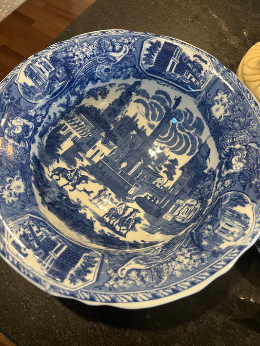 Vintage Blue Flow Victoria Ironstone Bowl