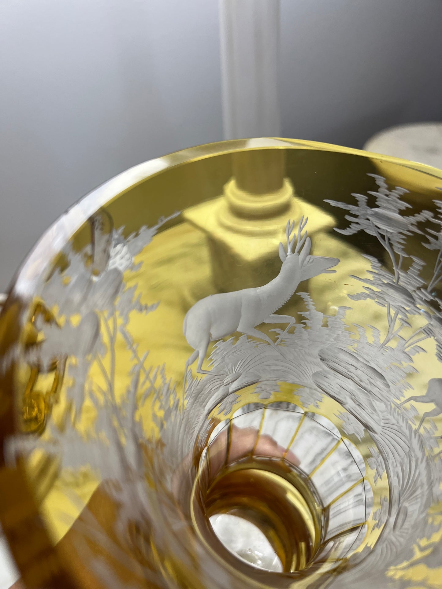 Antique Bohemian Glass Vase Pair