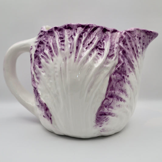 Vintage Ceramic Purple Cabbage Leaf Pitcher 1 1/4 QT