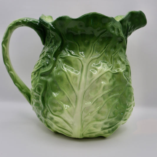 Vintage Paris Royal Green Cabbage Leaf Pitcher