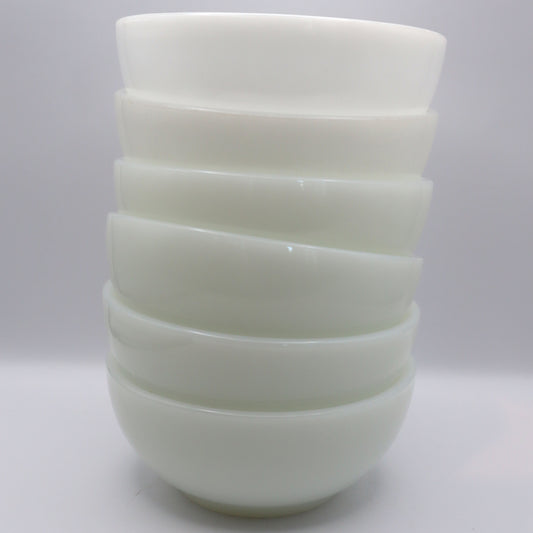 Set of (6) 5" Milk Glass Fire King Bowls