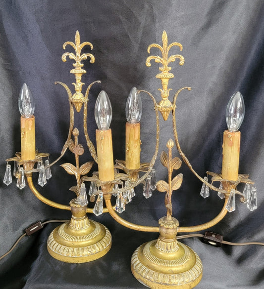 Vintage French Candelabra  Lamp Pair